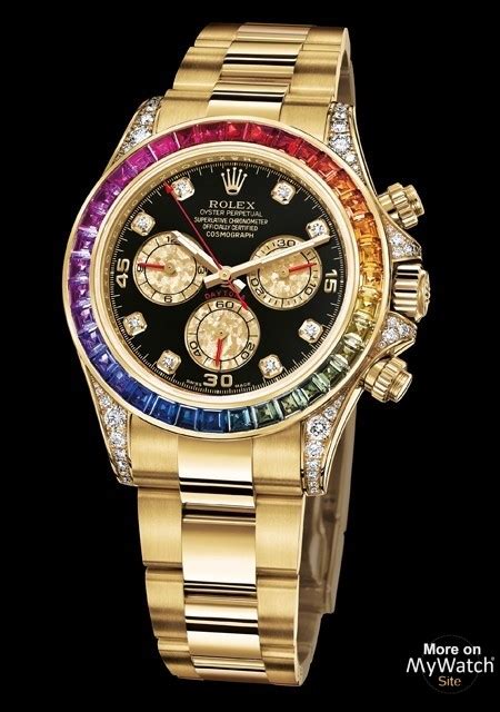 replica yellow gold rolex daytona rainbow diamond copy watch|rolex daytona 116595rbow.